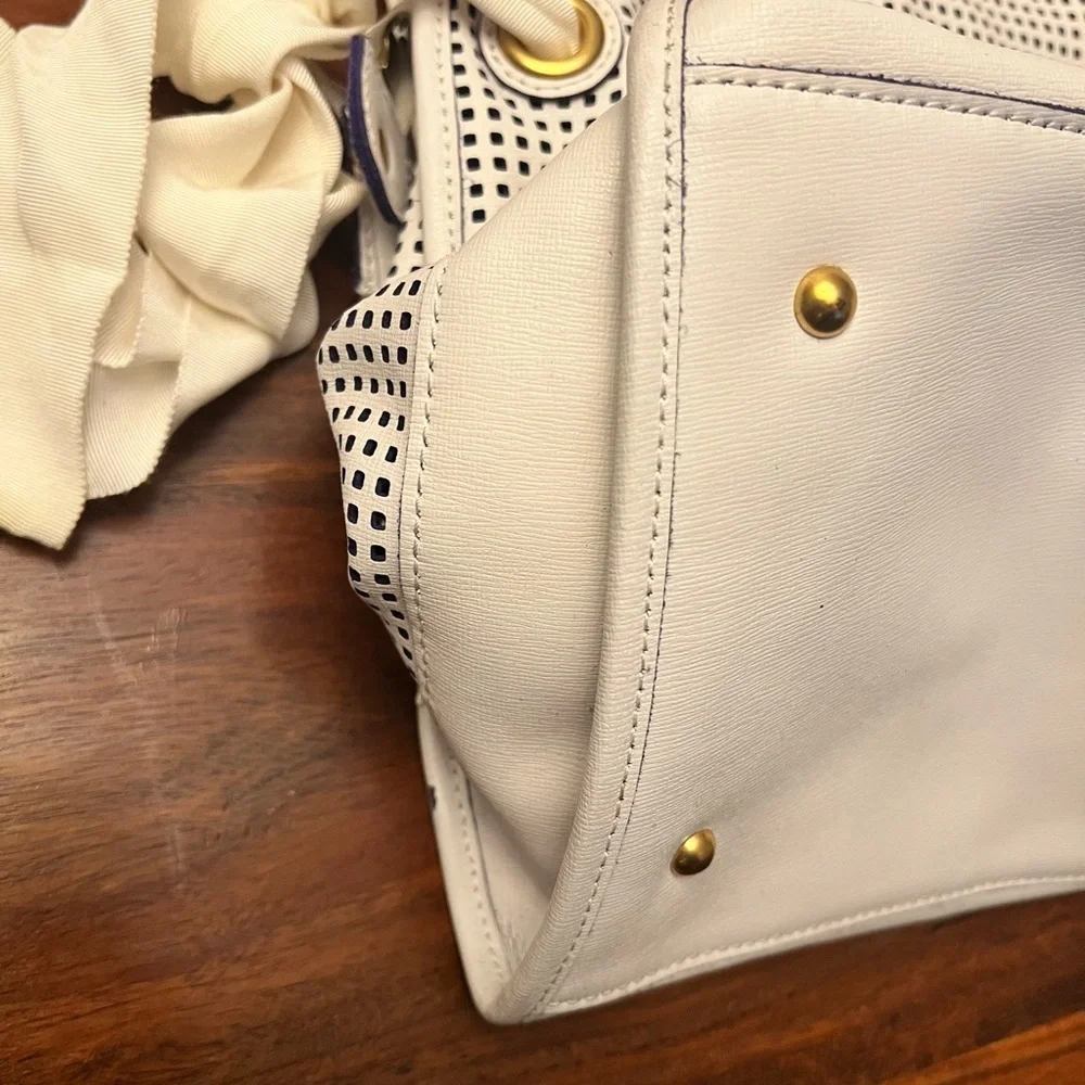 Juicy Couture White and Black Perforated Satchel